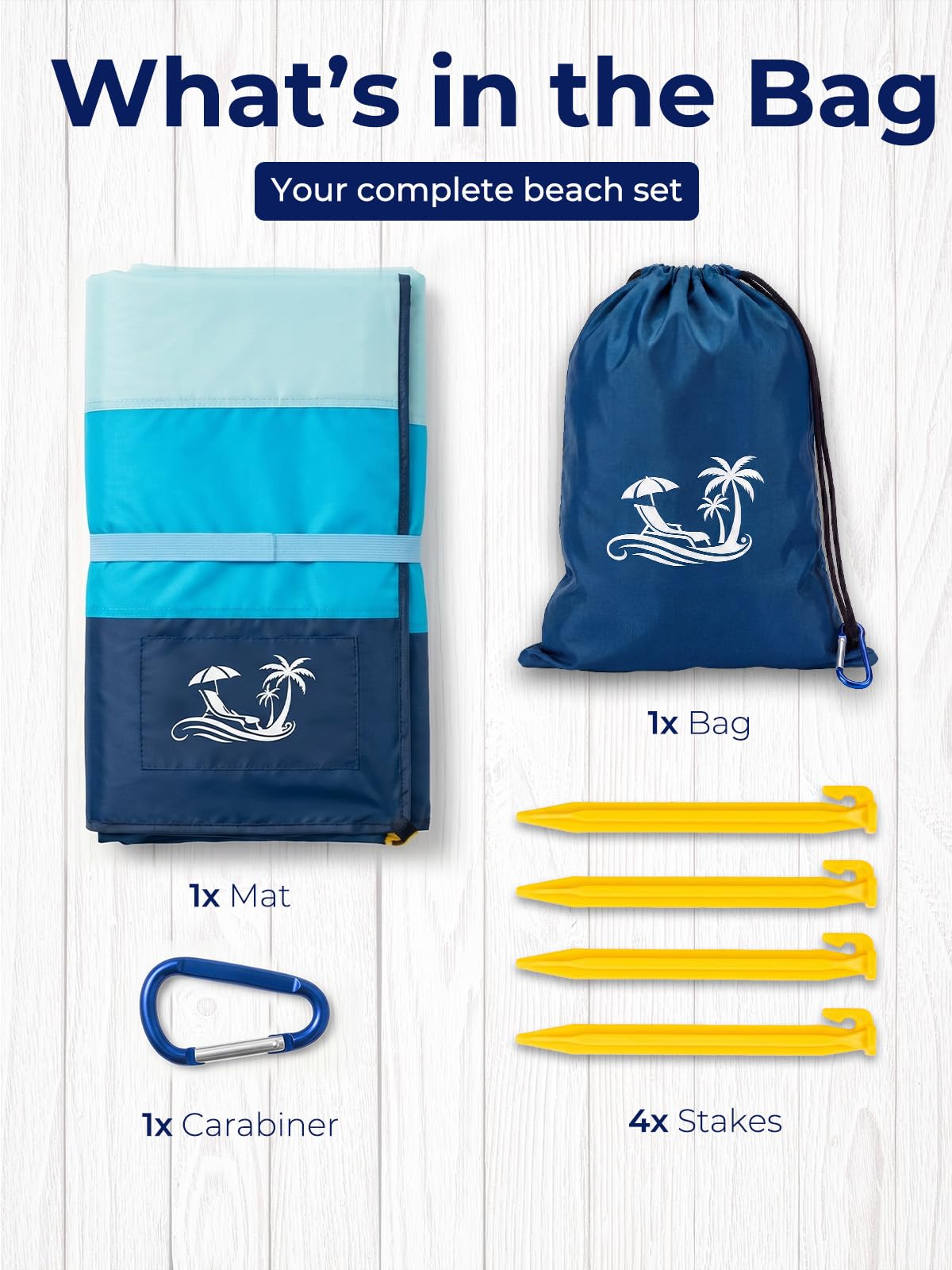 SOLNERY Large Beach Blanket Sand Proof Water Resistant, Beach Mat Sand Free Waterproof, Windproof, Stylish & Skin-Friendly, 8.2 x 6.8 ft, Fits 1–8 People, for Seaside, Picnic & Outdoor(Ocean Blue) 🍁 All In One Marketplace Canada