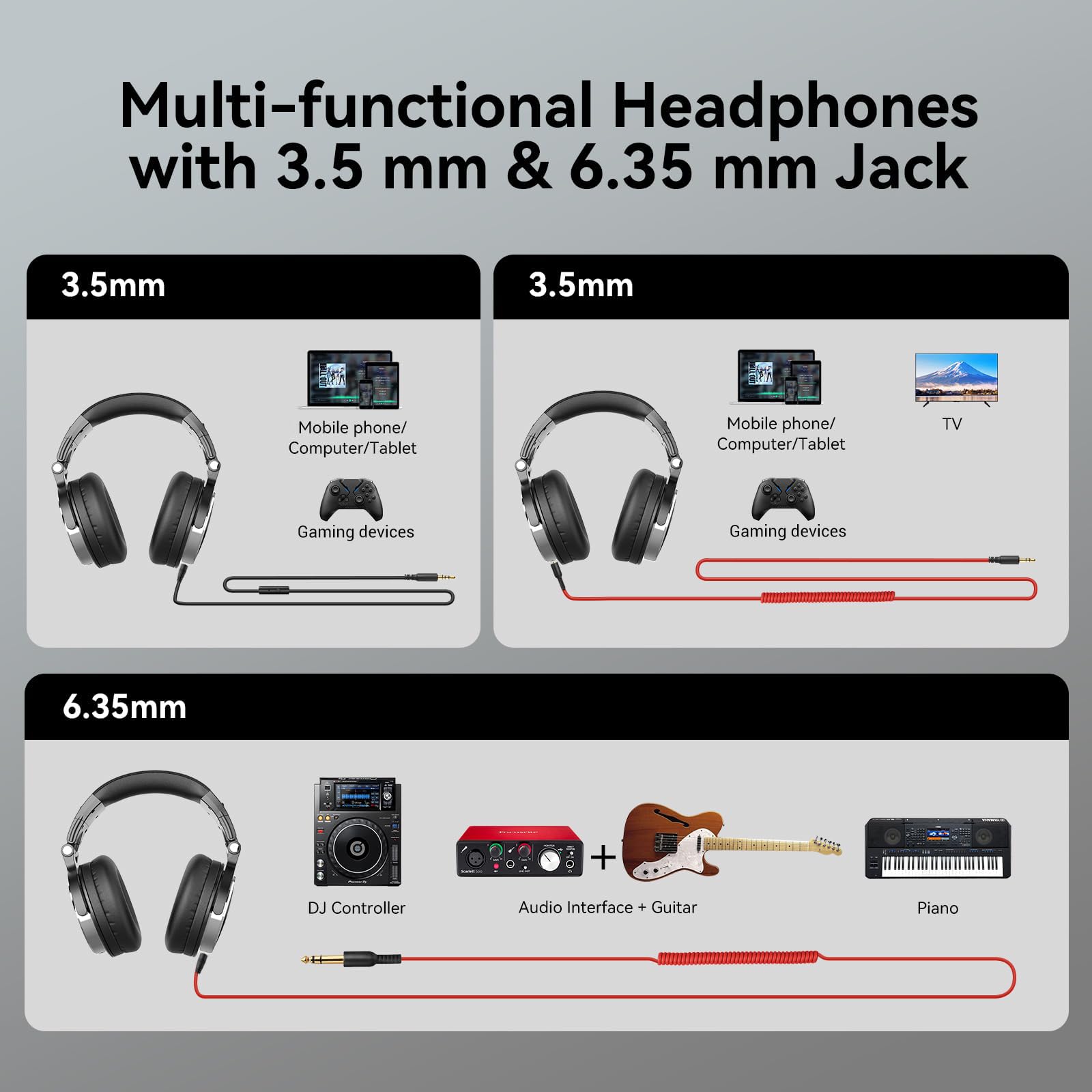OneOdio Pro-10 Over Ear Wired Headphones for School Studio Monitor & Mixing DJ Stereo Headsets, 50mm Neodymium Drivers, in-Line Mic, 3.5mm/6.35mm Jack for AMP Computer Recording Phone Piano Guitar 🍁 All In One Marketplace Canada
