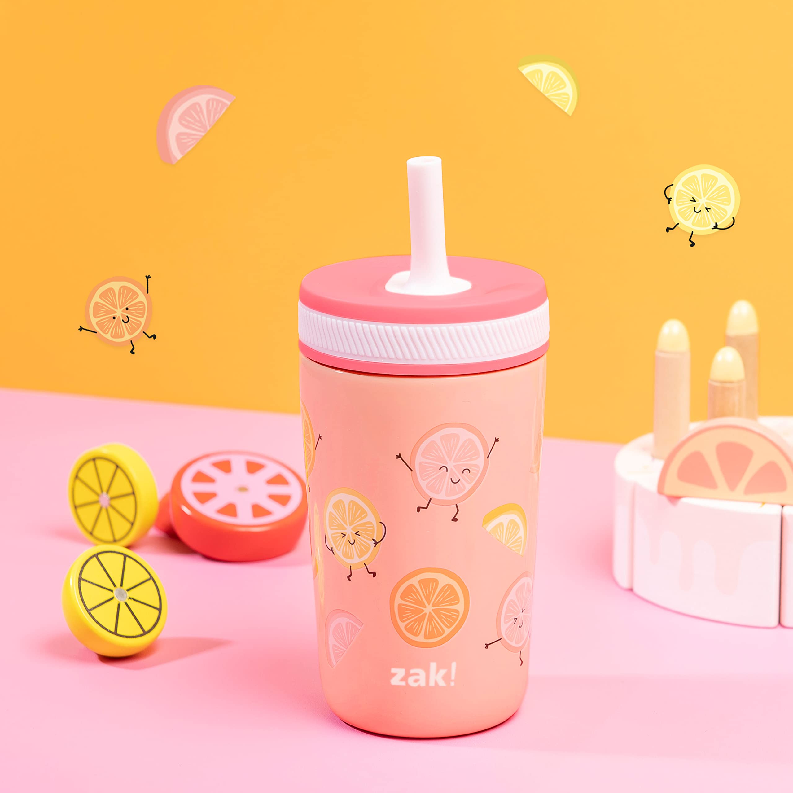 Zak Designs Happy Fruit Kelso 12oz Stainless Steel Leak-Proof Toddler Cup 🍁 All In One Marketplace Canada