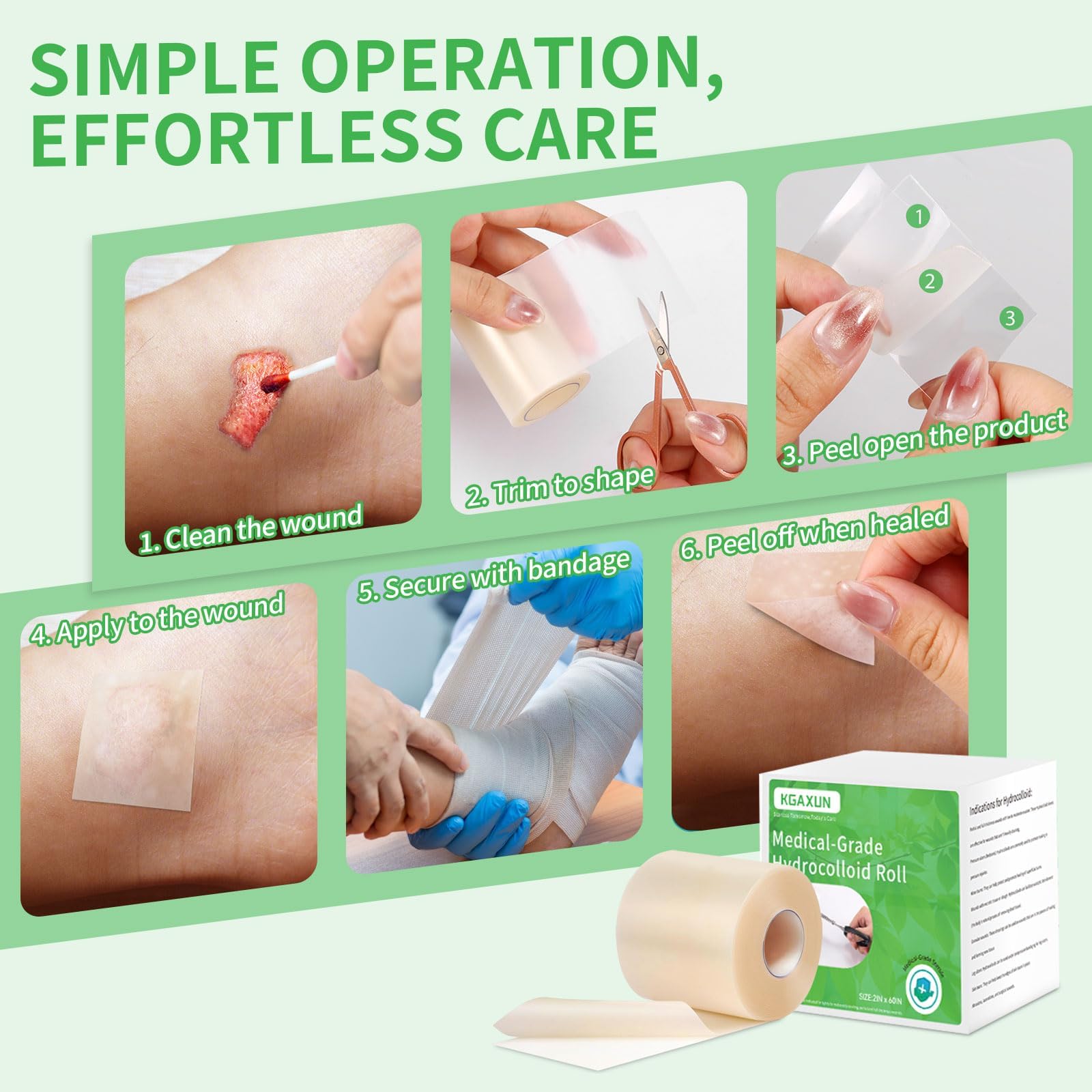 Hydrocolloid Bandages Roll for Wound Care, (2IN*5FT) Hydrocolloid Roll with Self-Adhesive, Cut-to-Size Patch Bandages, Ultra Absorbent, Waterproof, First Aid Kit Essential 🍁 All In One Marketplace Canada