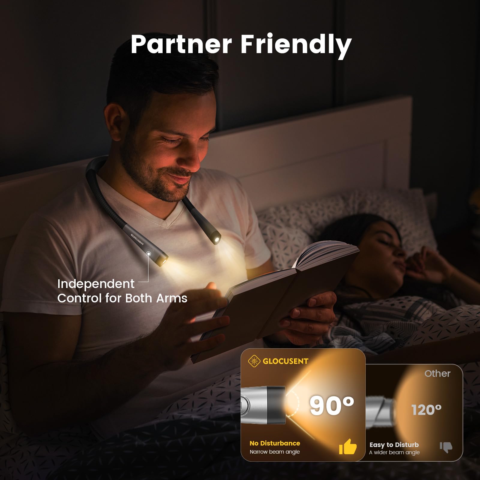 Glocusent Book Light, 3 Color Temperatures Reading Light, Bendable Neck Light, 80 Hrs Lasting Rechargeable Book Light for Reading in Bed, Knitting, Camping, Repairing, Avid Reader Gift 🍁 All In One Marketplace Canada