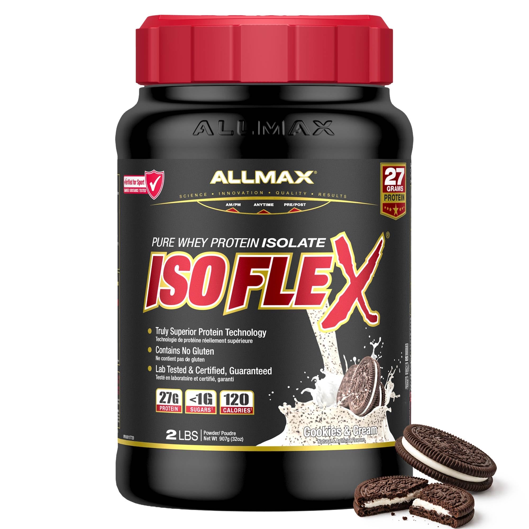 ALLMAX ISOFLEX Whey Protein Isolate, Cookies & Cream, 2 lb 🍁 All In One Marketplace Canada