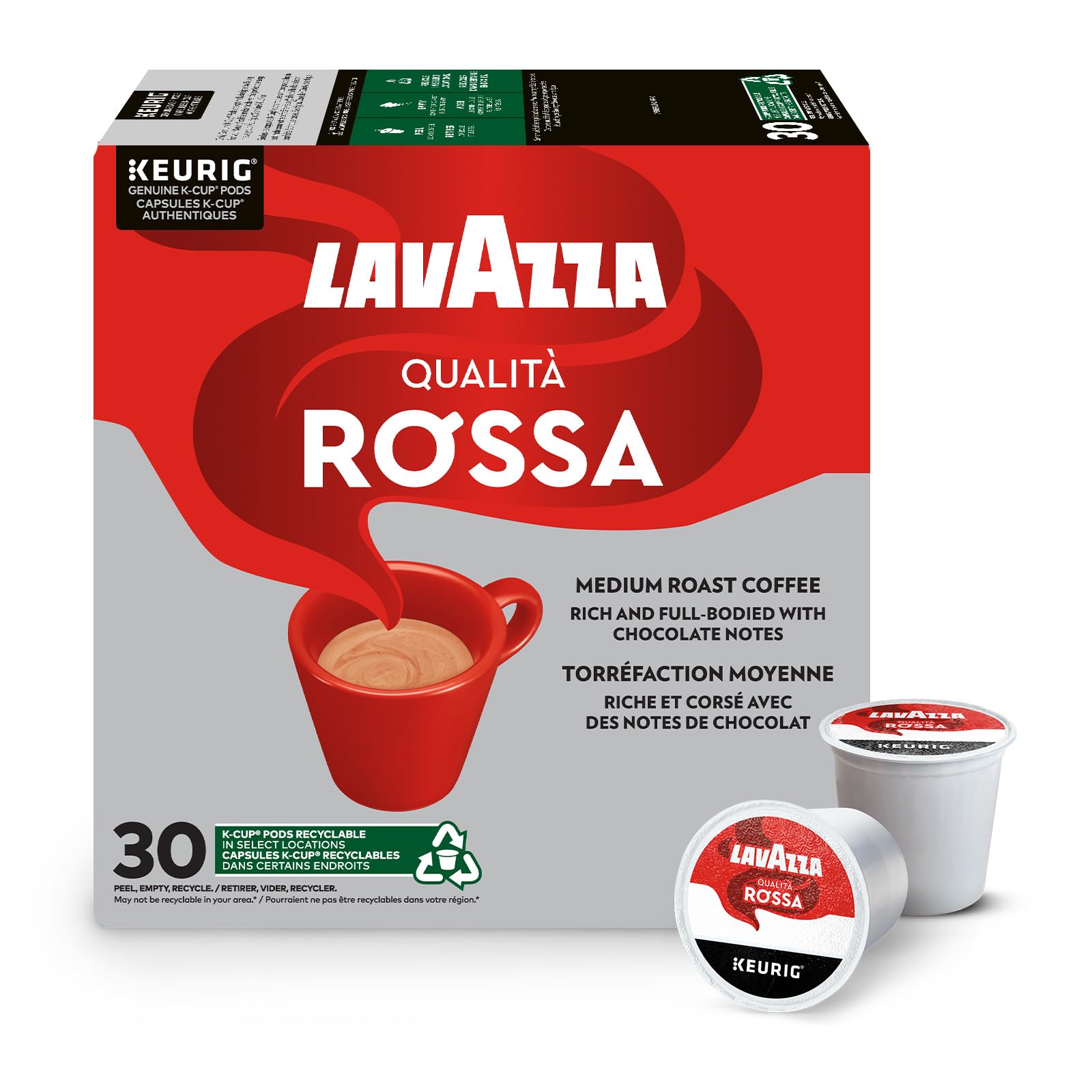 Lavazza Qualità Rossa Medium Roast K-Cup Coffee Pods, 30 Count For Keurig Coffee Makers 🍁 All In One Marketplace Canada
