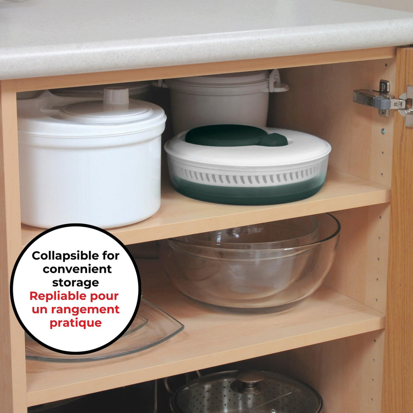 Starfrit Collapsible Salad Spinner 3L Capacity - Compact Storage - Basket Doubles as Colander - Bowl Can Be Used For Serving 🍁 All In One Marketplace Canada