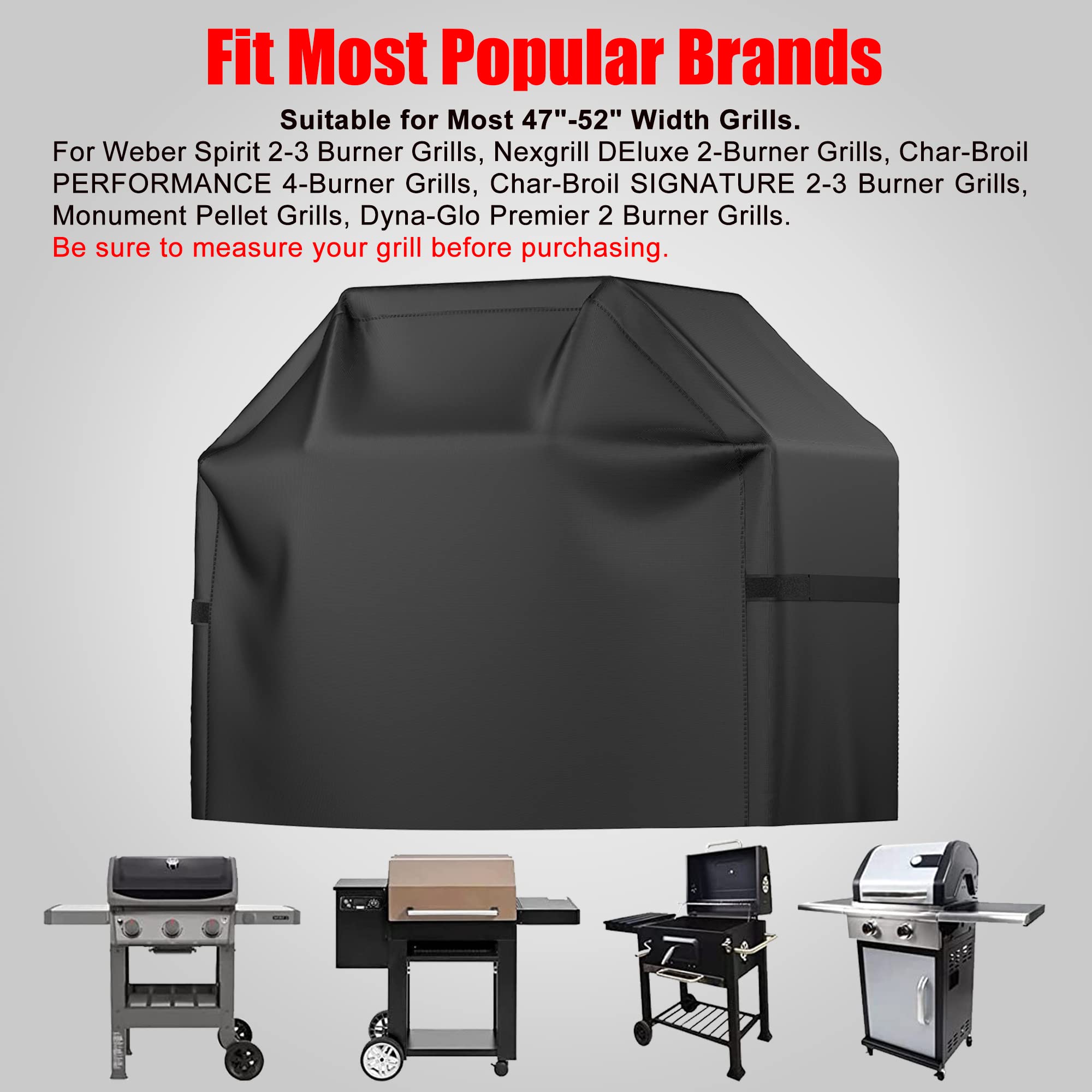 Grill Cover, 52 inch BBQ Gas Grill Cover Waterproof Weather Resistant, UV and Fade Resistant, UV Resistant Material for Weber Char-Broil Nexgrill Grills and More, Black 🍁 All In One Marketplace Canada