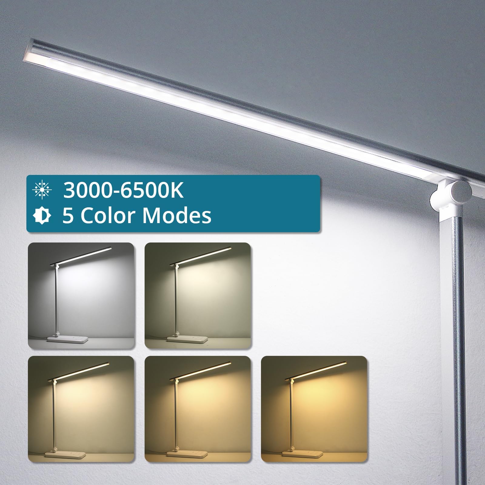 Semlos Desk Lamp, Dimmable LED Table Lamp with 25 Lighting Modes, Eye-Caring Touch Control Desk Light, 45 Min Auto Timer & Memory, White 🍁 All In One Marketplace Canada