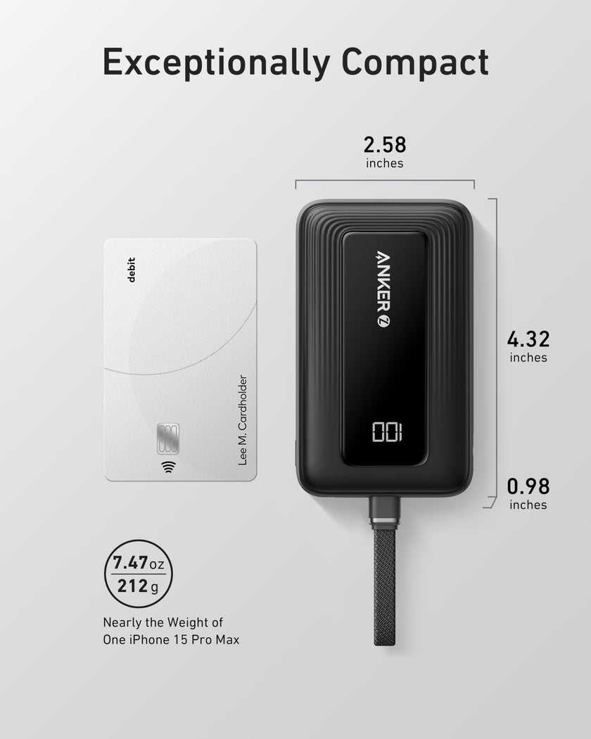 Anker Zolo Power Bank (2025 Upgraded Version), 20,000mAh 30W High-Speed Portable Charger with Built-in USB-C Cable, Battery Pack for iPhone 17/16 / 15 Series, Galaxy, and More (20000, Amp Hours) 🍁 All In One Marketplace Canada