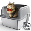 Powools Stainless Steel Cat Litter Box for Kittens, Metal Kitty Litter Box with Scoop, Anti-Leakage Top Entry, Non-Sticky, Easy to Clean, Grey, M (1 Pack) 🍁 All In One Marketplace Canada