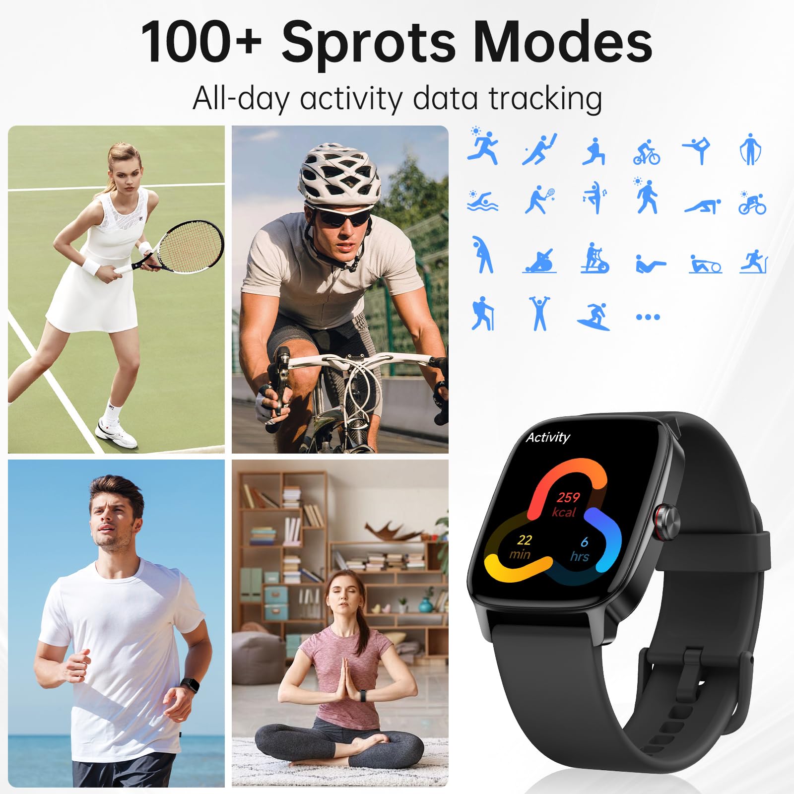 Smart Watch for Men Women, Bluetooth Call Smartwatch with AI Voice, 1.85
