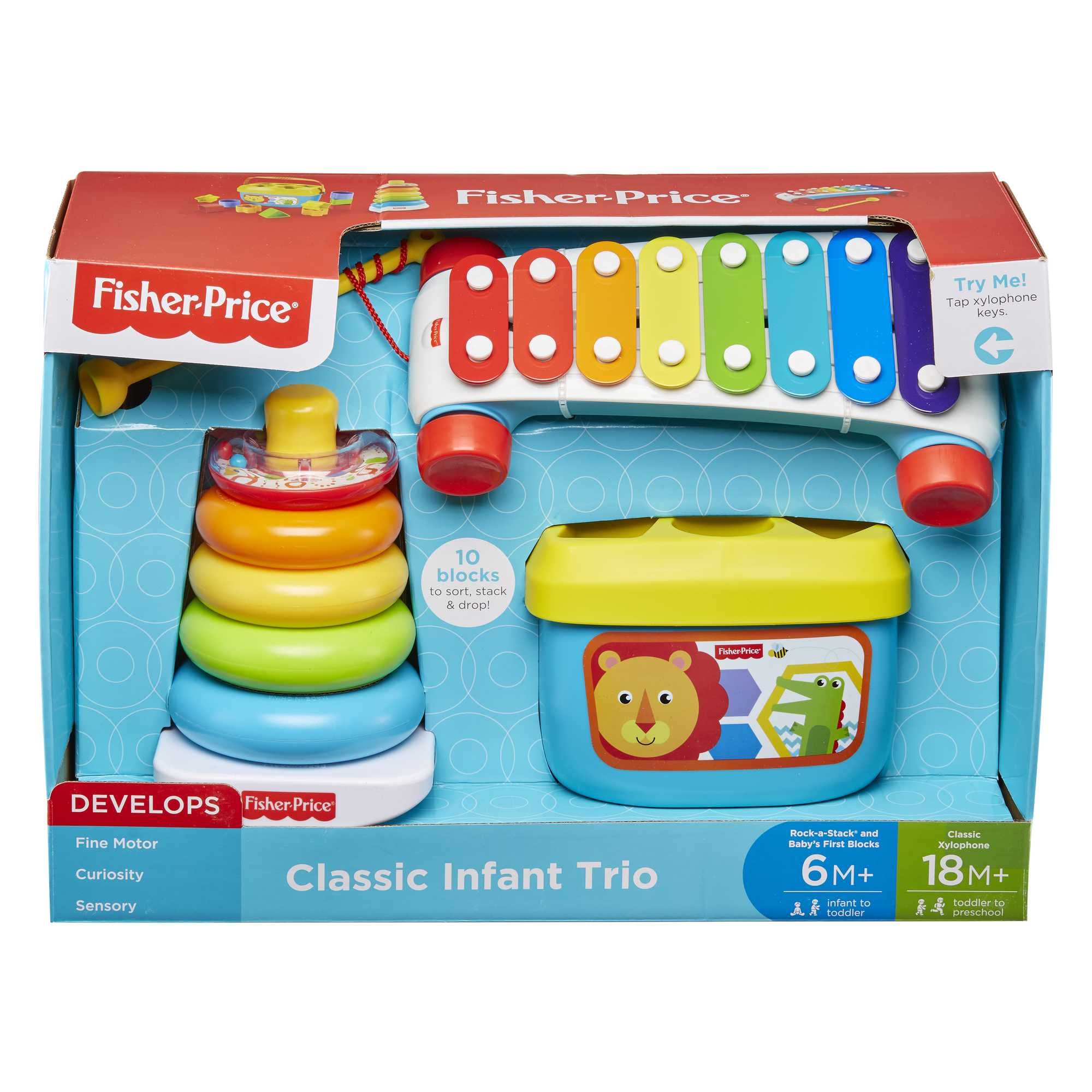 Fisher-Price Classic Infant Trio, toy set of three baby toys for stacking, sorting and musical play 🍁 All In One Marketplace Canada
