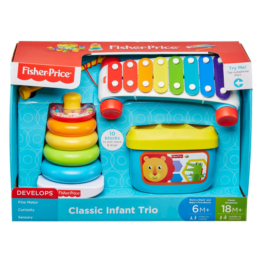 Fisher-Price Classic Infant Trio, toy set of three baby toys for stacking, sorting and musical play 🍁 All In One Marketplace Canada