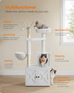 Feandrea WoodyWonders Cat Tree with Litter Box Furniture Hidden Enclosure, 2-in-1 Modern Tower, Cat Condo with Scratching Posts, Removable Pompom Sticks, Cloud White UPCT113W01 🍁 All In One Marketplace Canada