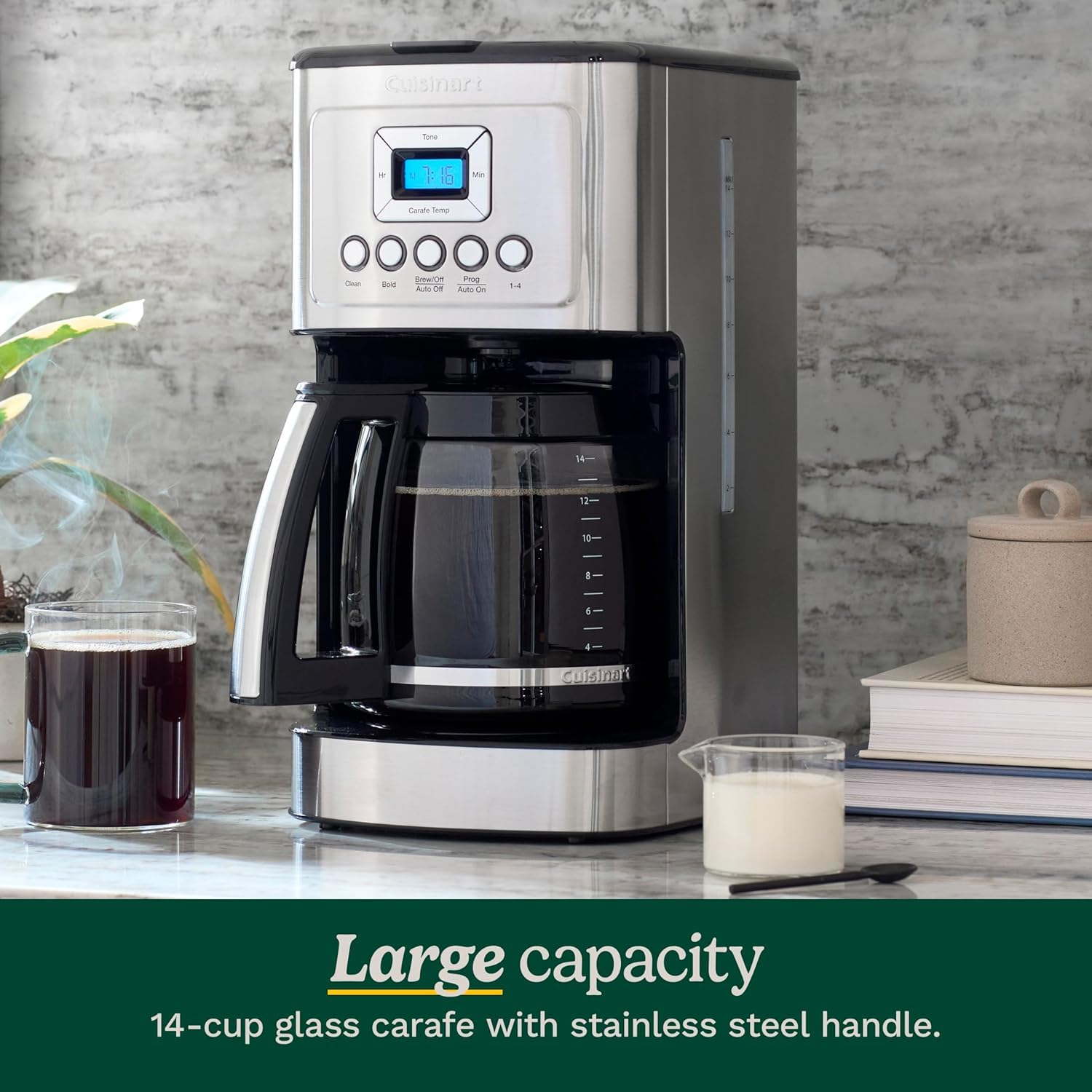 Cuisinart 14-Cup Programmable Coffee Maker with PerfecTemp Glass Carafe, 1-4 Cup Setting, Brew Strength Control and Brew Pause, Stainless Steel (DCC-3200C) 🍁 All In One Marketplace Canada