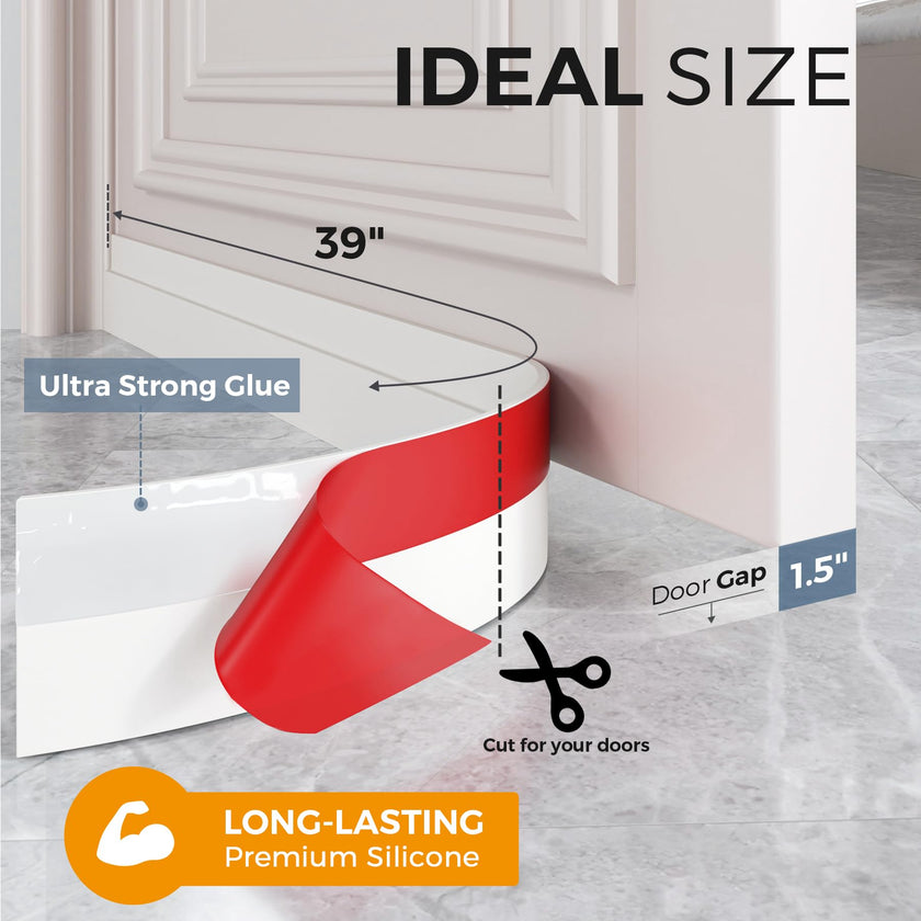 GroTheory 2 Pack Door Draft Stopper, Under Door Draft Blocker, Soundproof Weather Stripping Door Seal, 2