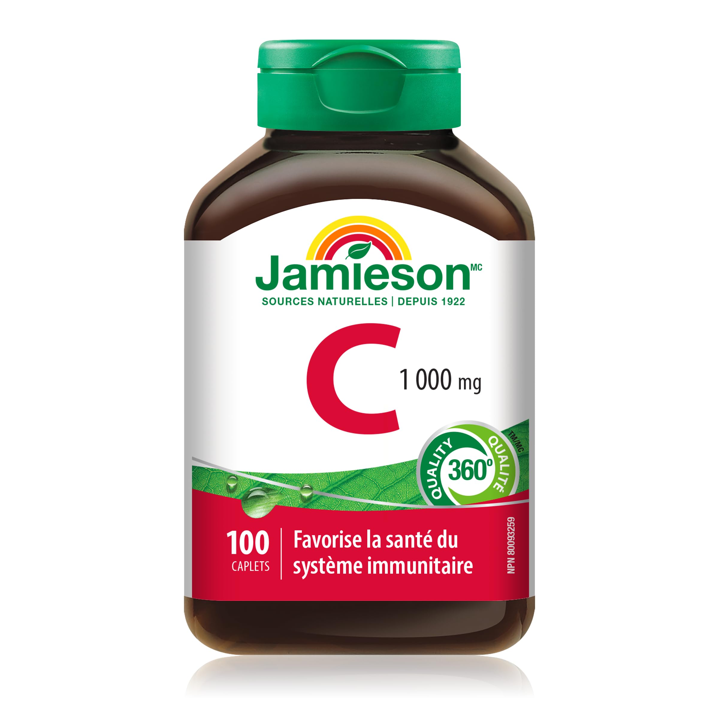 Jamieson Vitamin C 1,000 mg Caplets, Antioxidant Protection, Supports Immune Health, Strong Teeth and Bones. Vegetarian, Gluten-Free, 100 Caplets, Proudly Canadian 🍁 All In One Marketplace Canada