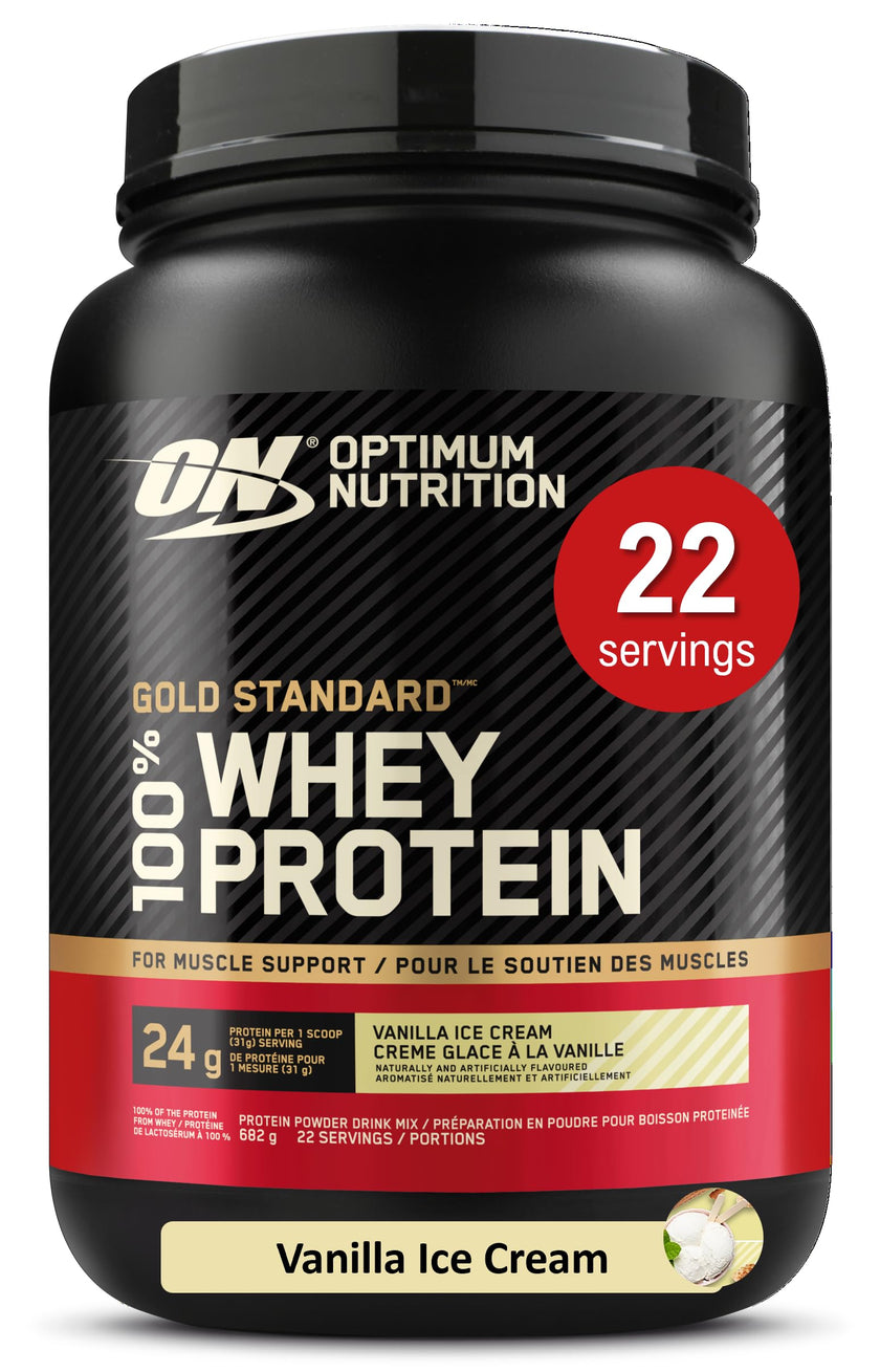 Optimum Nutrition Gold Standard 100% Whey Protein Powder, 670g - Vanilla Ice Cream - 22 servings (packaging may vary) 🍁 All In One Marketplace Canada