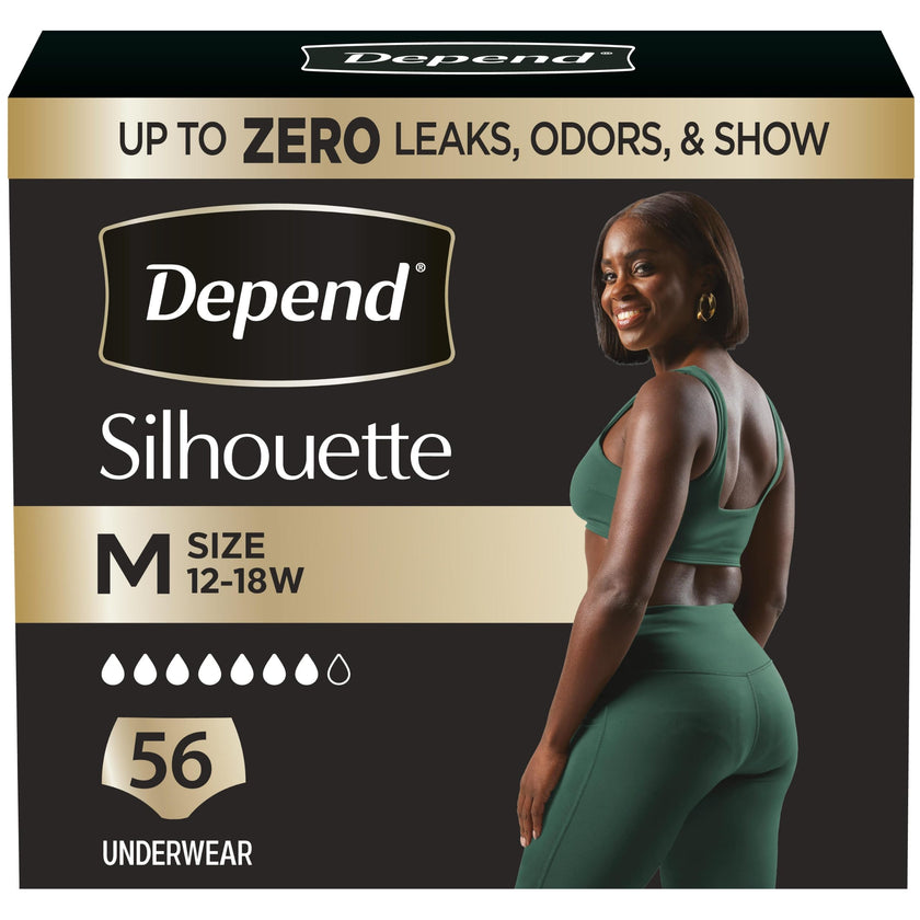 Depend Silhouette Adult Incontinence Underwear for Women, Maximum Absorbency, Medium, Pink, 56 Count (2 Packs of 28) 🍁 All In One Marketplace Canada