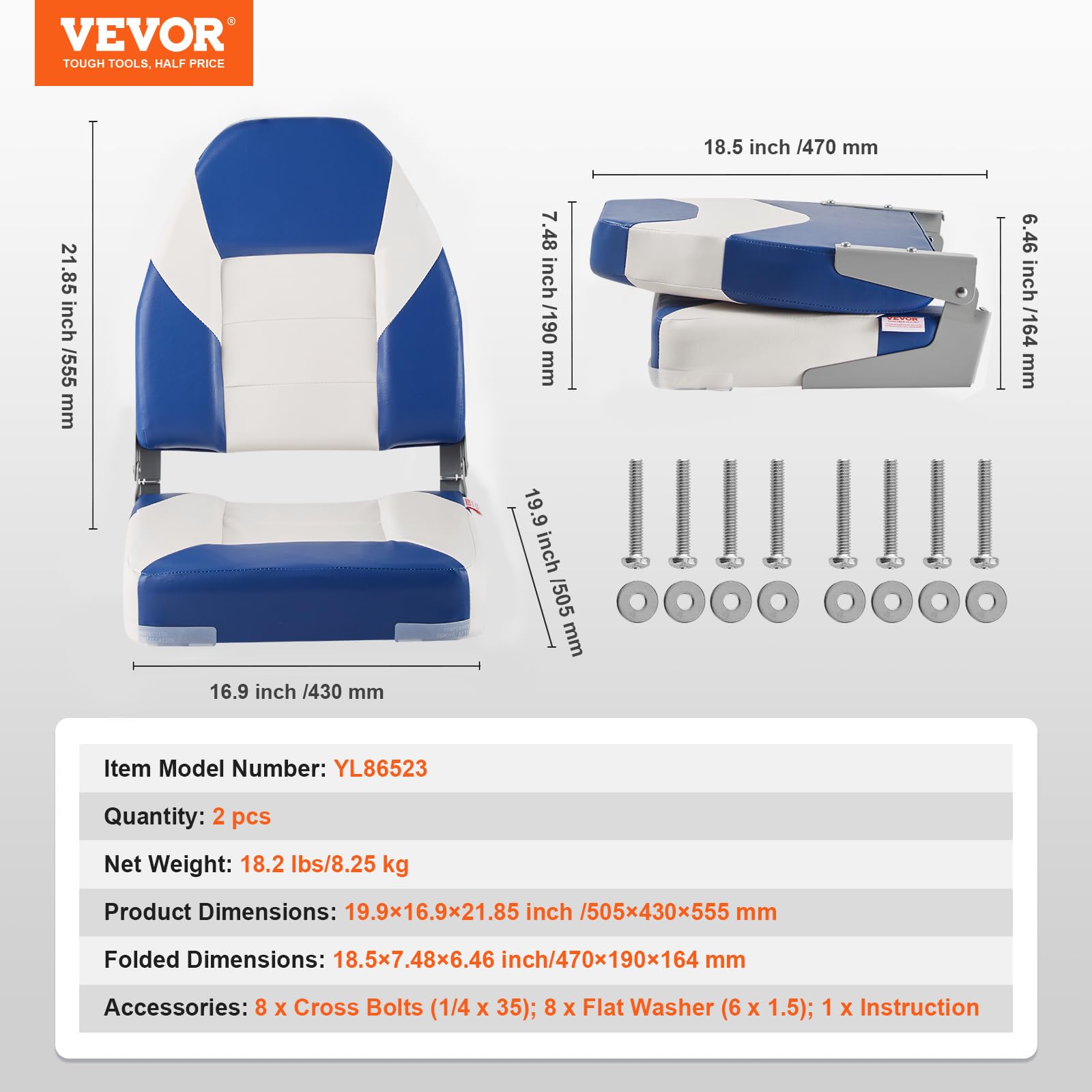 VEVOR High Back Boat Seats, 21.85