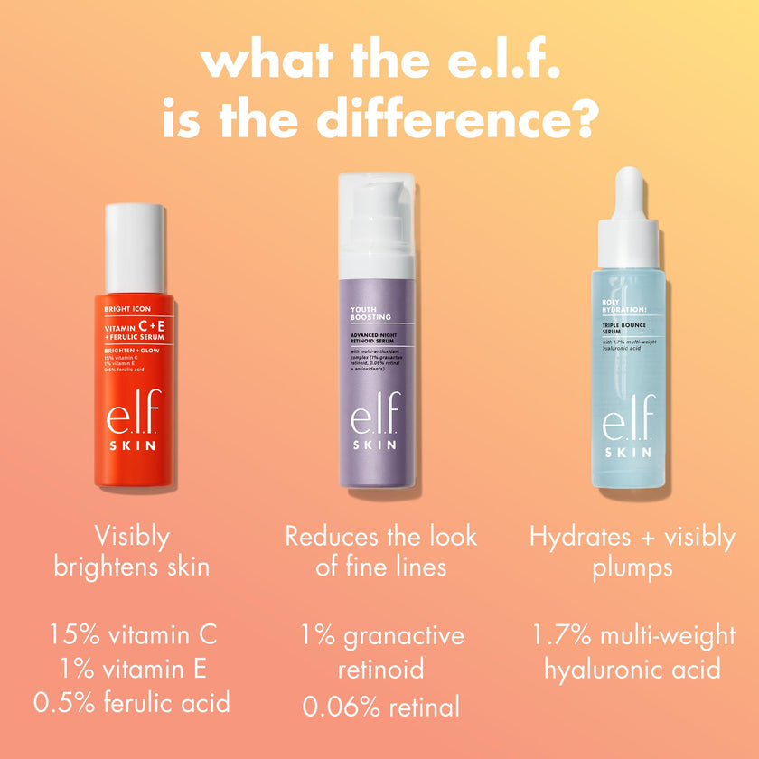 e.l.f. SKIN Bright Icon Vitamin C + E + Ferulic Face Serum, Brightening & Soothing with 15% Vitamin C, Vegan & Cruelty-Free 🍁 All In One Marketplace Canada