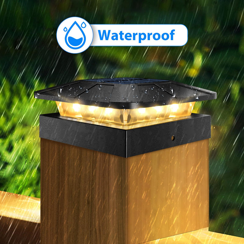peasur 4x4 Solar Post Caps Lights, 3 Modes Fence Post Solar Lights for Outdoor Vinyl Wooden Posts, Waterproof Deck Post Solar Lights for Garden Porch, Black 4 Pack 🍁 All In One Marketplace Canada