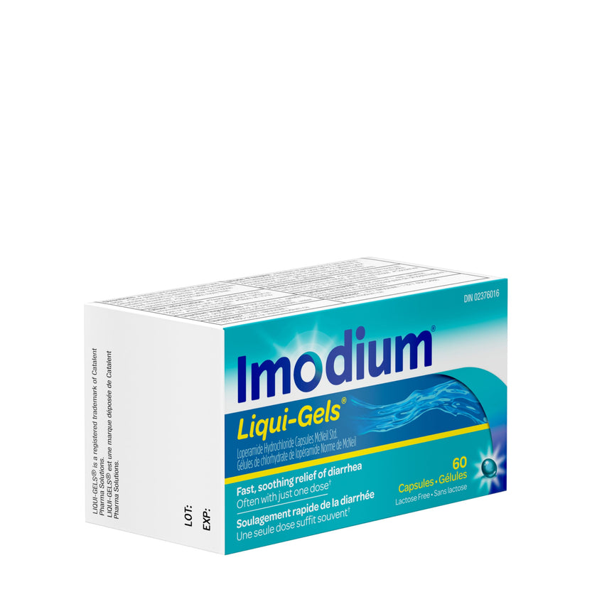 IMODIUM® LIQUI-GELS® - 2mg Loperamide Hydrochloride for Fast Acting Diarrhea Symptom Relief On the Go in Travel Size Softgels for Adults and Children 12+ - 60 Count 🍁 All In One Marketplace Canada