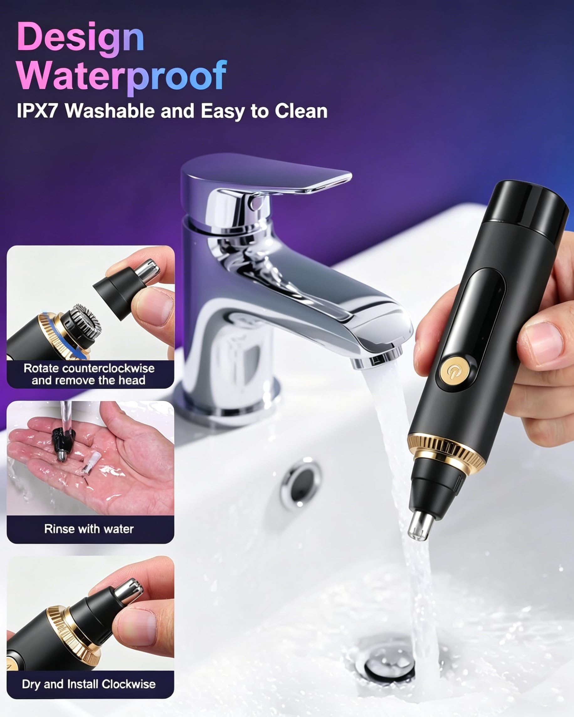 Nose Hair Trimmer 2026 Professional Nose Trimmer for Men and Women, Painless IPX7 Waterproof Eyebrow & Facial Hair Removal,USB Rechargeable with LED Display Dual-Edge Blades, Black 🍁 All In One Marketplace Canada