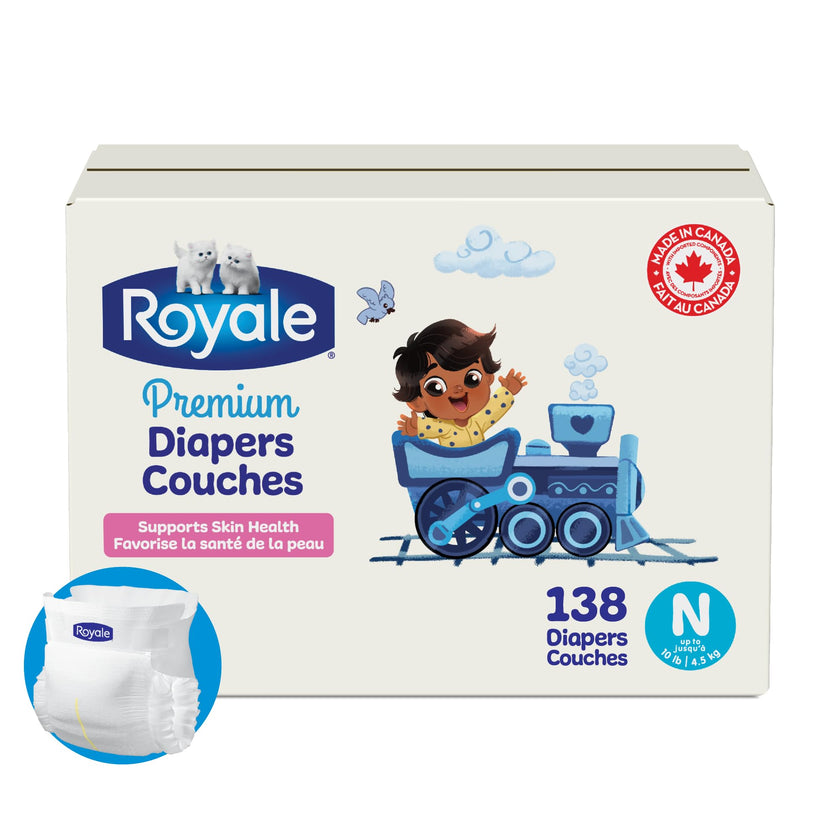 Royale Premium Diapers, Size Newborn (up to 10lb), 138 Count, Disposable Baby Diapers (Packaging may vary) 🍁 All In One Marketplace Canada
