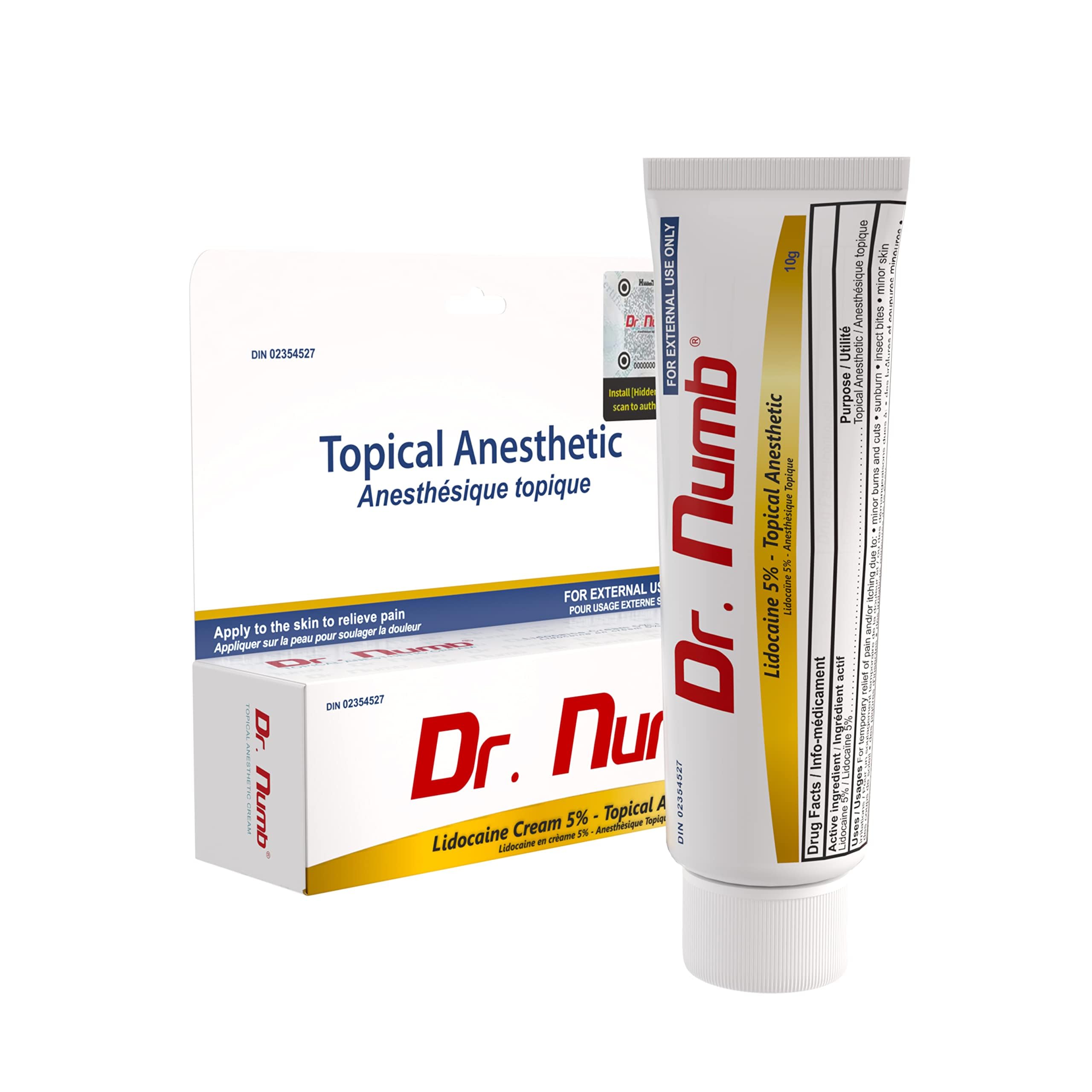 Dr. Numb Tattoo Numbing Cream 5% Lidocaine Topical Anesthetic Fast-Acting Pain Relief Cream for Tattoos, Piercing, Microblading, Microneedling, Waxing - Hemorrhoid Relief - 10 g 🍁 All In One Marketplace Canada