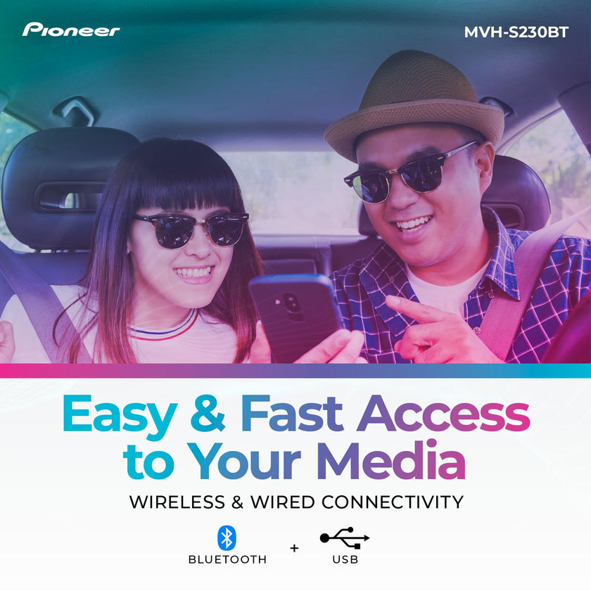 Pioneer MVH-S230BT 1-Din Digital Media Receiver – Bluetooth, USB, 50W x 4 Output, AM/FM Radio, iPhone/Android Compatible, Front/SW (Mono) Selectable RCA Output 🍁 All In One Marketplace Canada