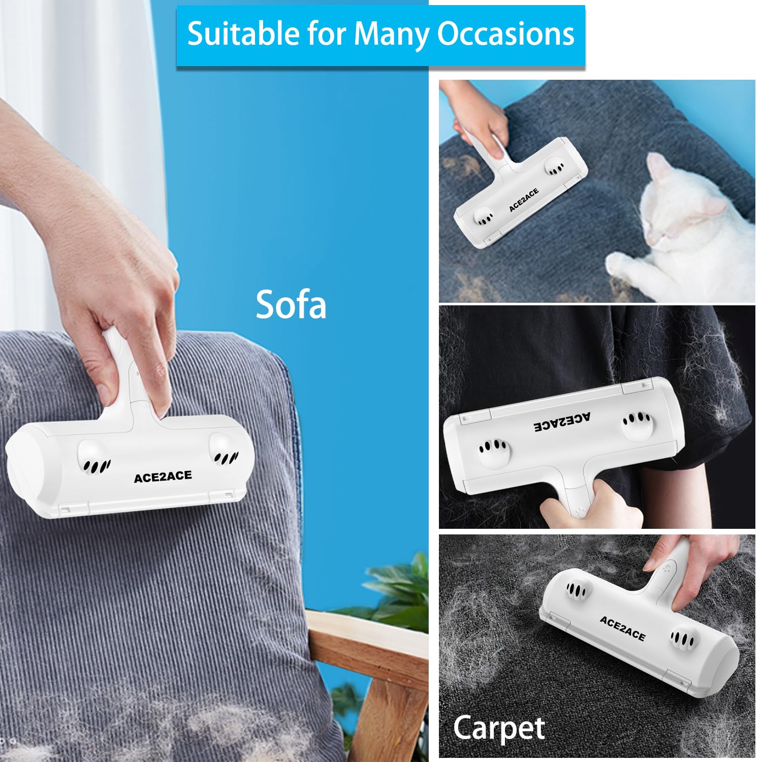 Pet Hair Remover Roller, ACE2ACE Reusable Animal Hair Removal Brush for Dogs and Cats, Self Clean Pet Fur from Carpet, Furniture, Rugs, Laundry, Clothes and Bedding, Sofa 🍁 All In One Marketplace Canada