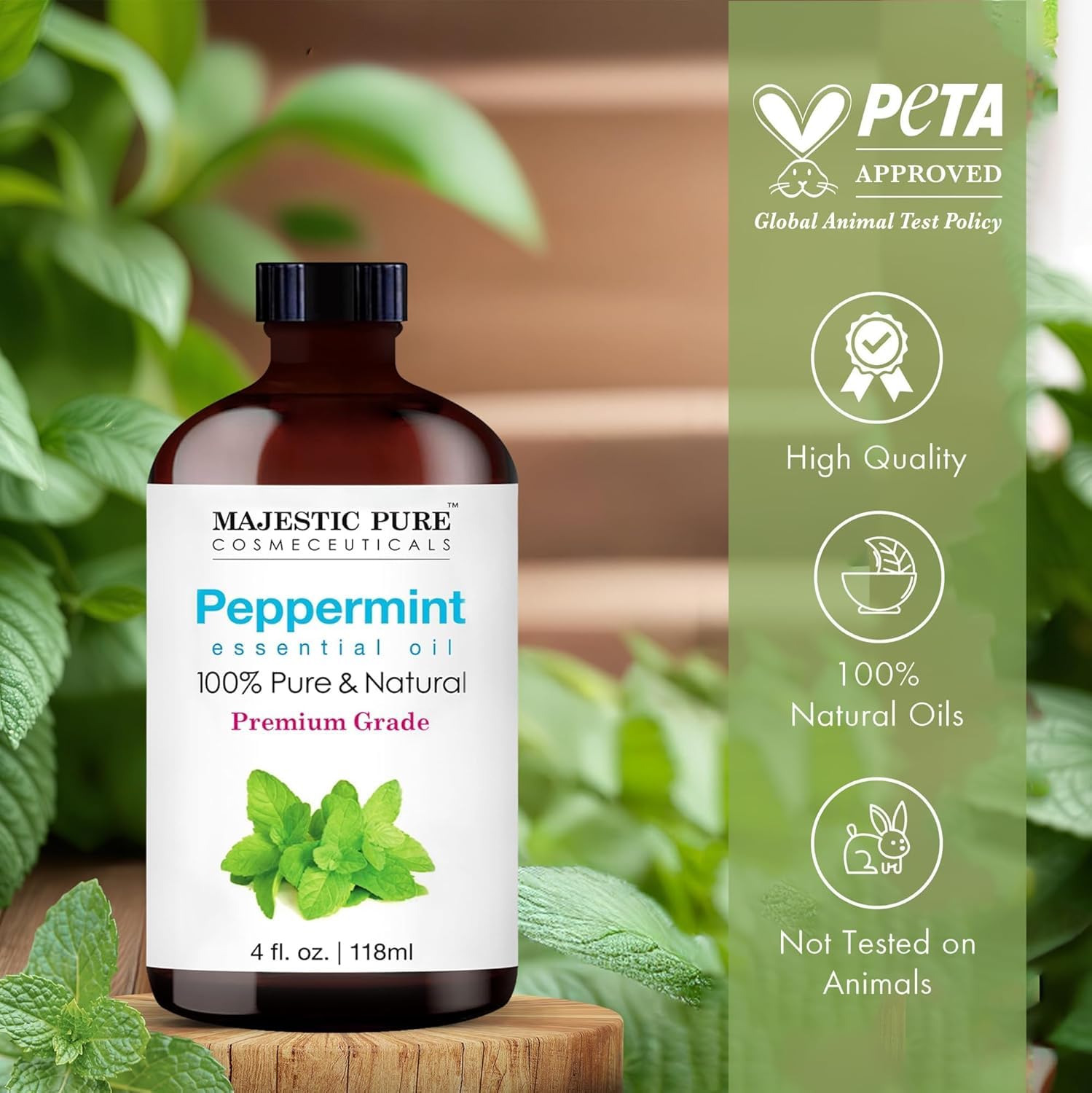 Majestic Pure Peppermint Essential Oil - Huge 118 ml - 100% Pure and Natural Oil for Soap Making Scent- Premium Grade with Glass Dropper 🍁 All In One Marketplace Canada