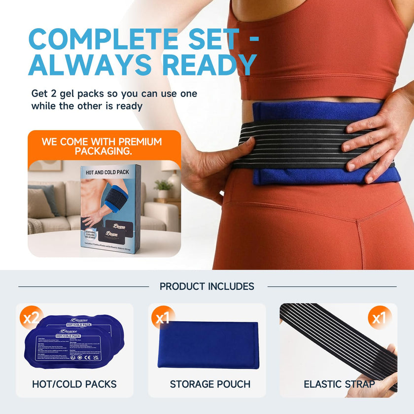 BICAREE Cold Gel Ice Packs Reusable for Injuries, Cold Compress - Relieves Muscle Pain, Sports Injury Recovery, Reduces Swellin (3-Piece Set) 🍁 All In One Marketplace Canada