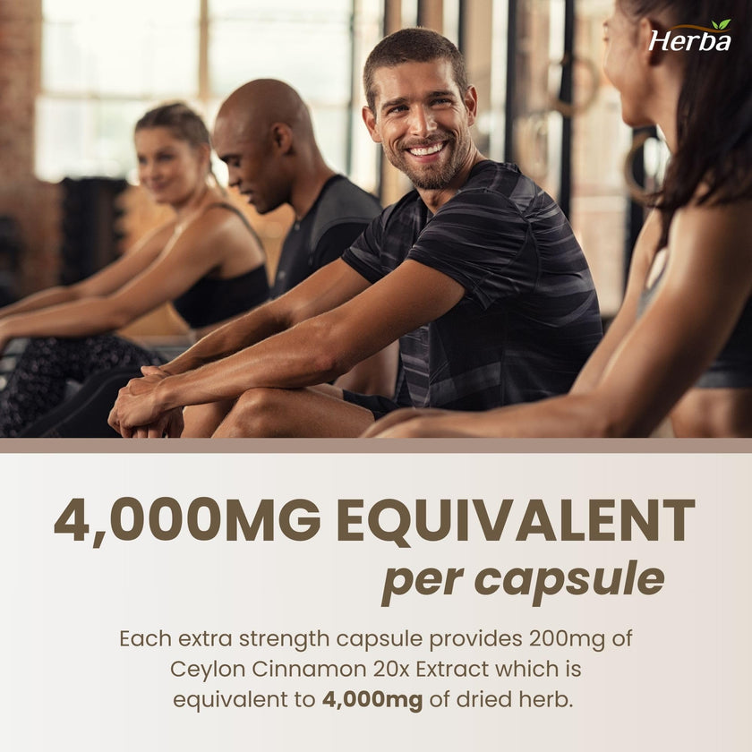 Herba Ceylon Cinnamon Capsules 4000mg - 180 Vegetable Capsules | Powerful 20:1 Extract from Sri Lanka | Equivalent to 4,000mg Dry Ceylon Cinnamon Powder | Made in Canada 🍁 All In One Marketplace Canada