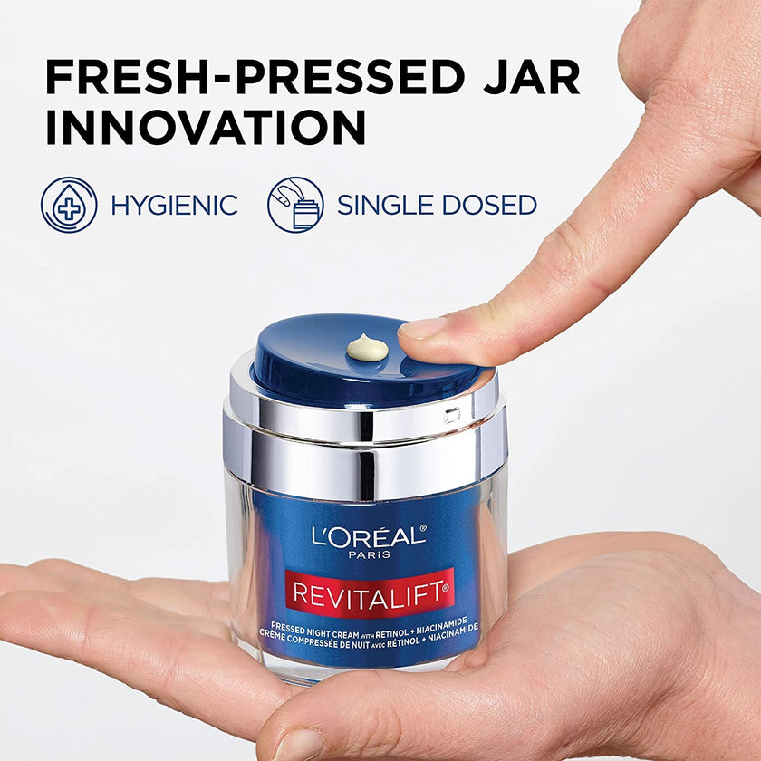 L'Oreal Paris Retinol Pressed Night Cream with Niacinamide, Reduces the Look of Wrinkles & Hydrates Skin, Revitalift Triple Power LZR, Skincare, 47 ml 🍁 All In One Marketplace Canada