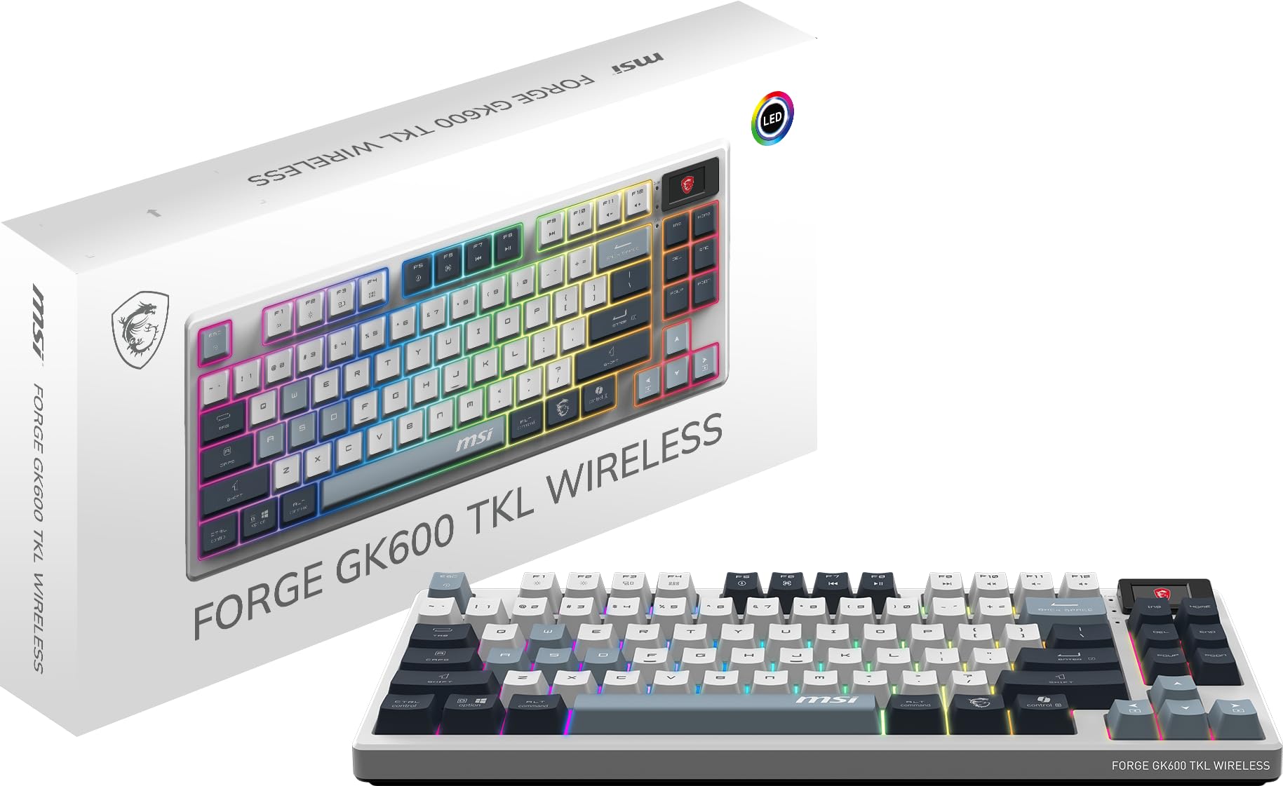 MSI Forge GK600 TKL W Sky US 2.4GHz Wireless (MS-8ZA9 and WD02), Bluetooth RGB Lighting Gaming Keyboard with 1.06-inch Display, 4000mAh 🍁 All In One Marketplace Canada