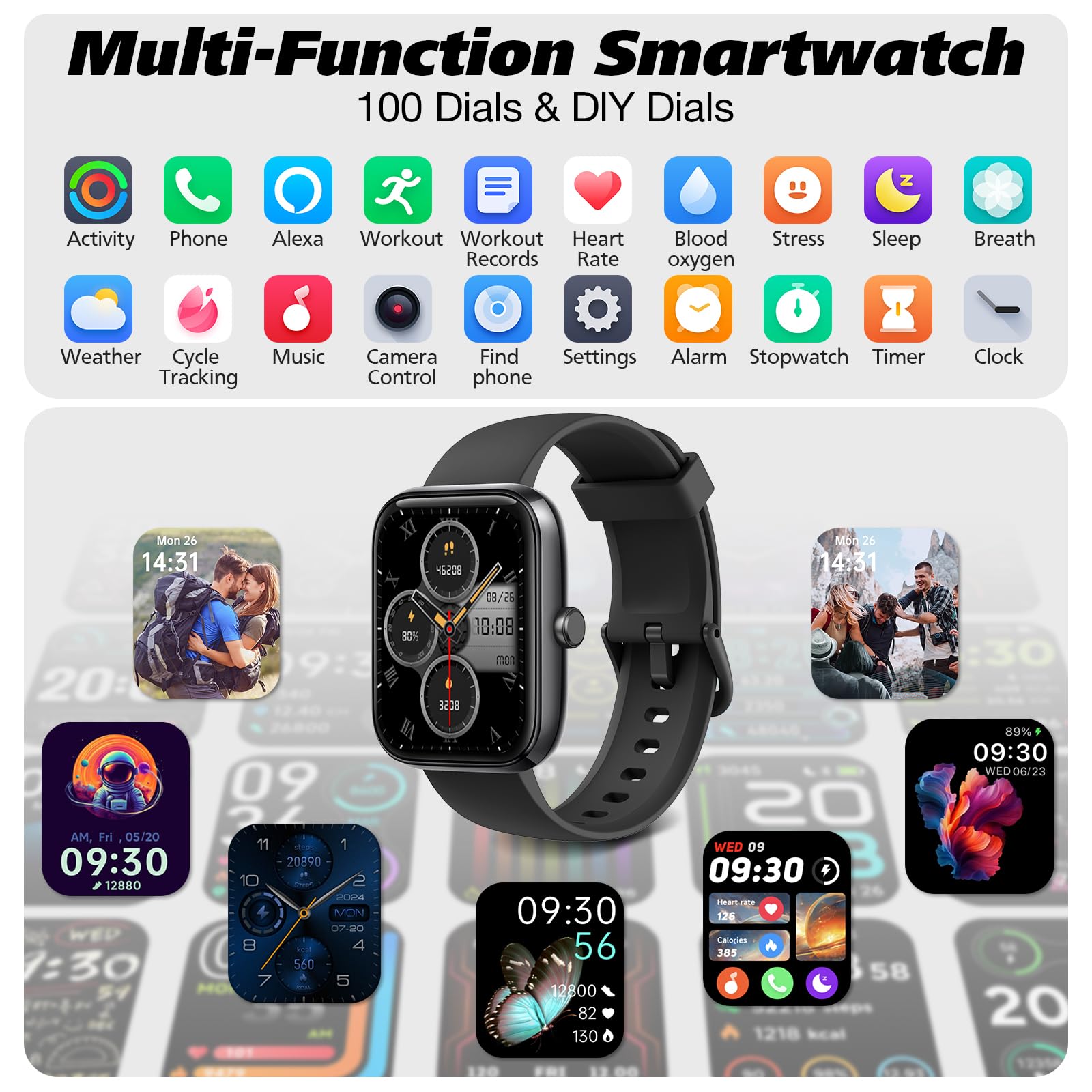 Smart Watch for Men Women with Bluetooth Call, Alexa Built-in, Heart Rate & Sleep Monitor, 1.83