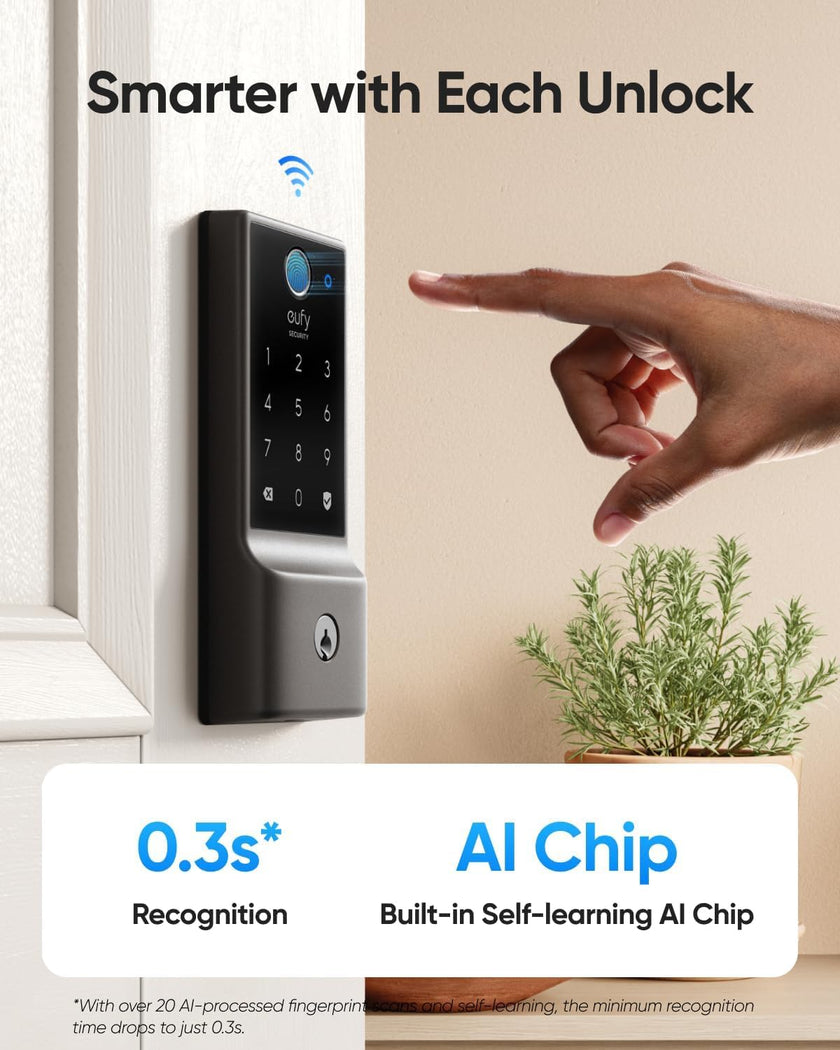 eufy Security Smart Lock C220, Fingerprint Keyless Entry Door Lock, Built-in Wi-Fi, App Remote Control, Front Door Smart Lock Deadbolt, 8Months Battery, Reliable Power, IP53 Waterproof, BHMA Grade 3 🍁 All In One Marketplace Canada