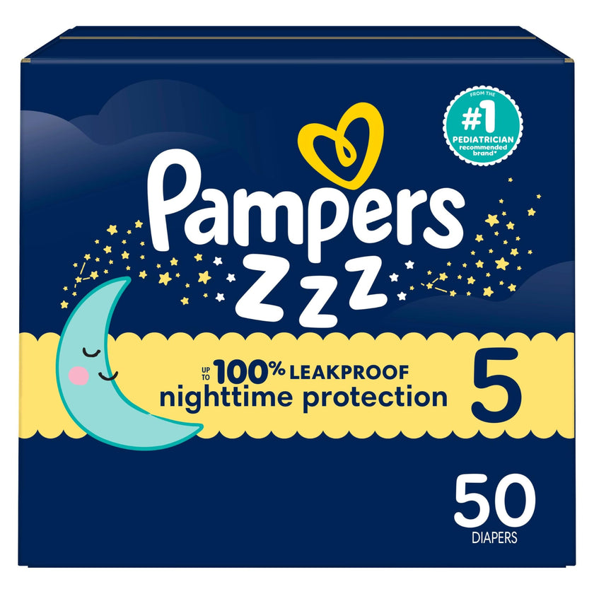 Pampers ZZZ Overnight Diapers, Size 5 (12+ kg), Nighttime Protection Disposable Baby Diaper, 50 Count 🍁 All In One Marketplace Canada