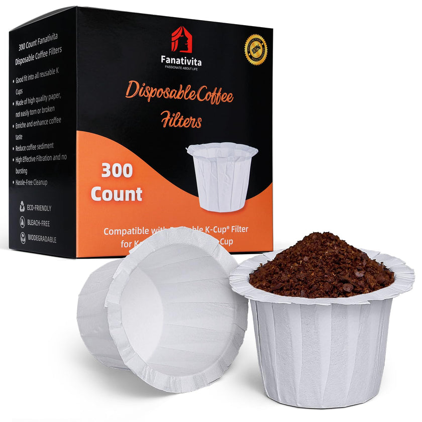 300 Count Fanativita K Cup Coffee Filters Disposable, Compatible with All Reusable K Cups (White) 🍁 All In One Marketplace Canada