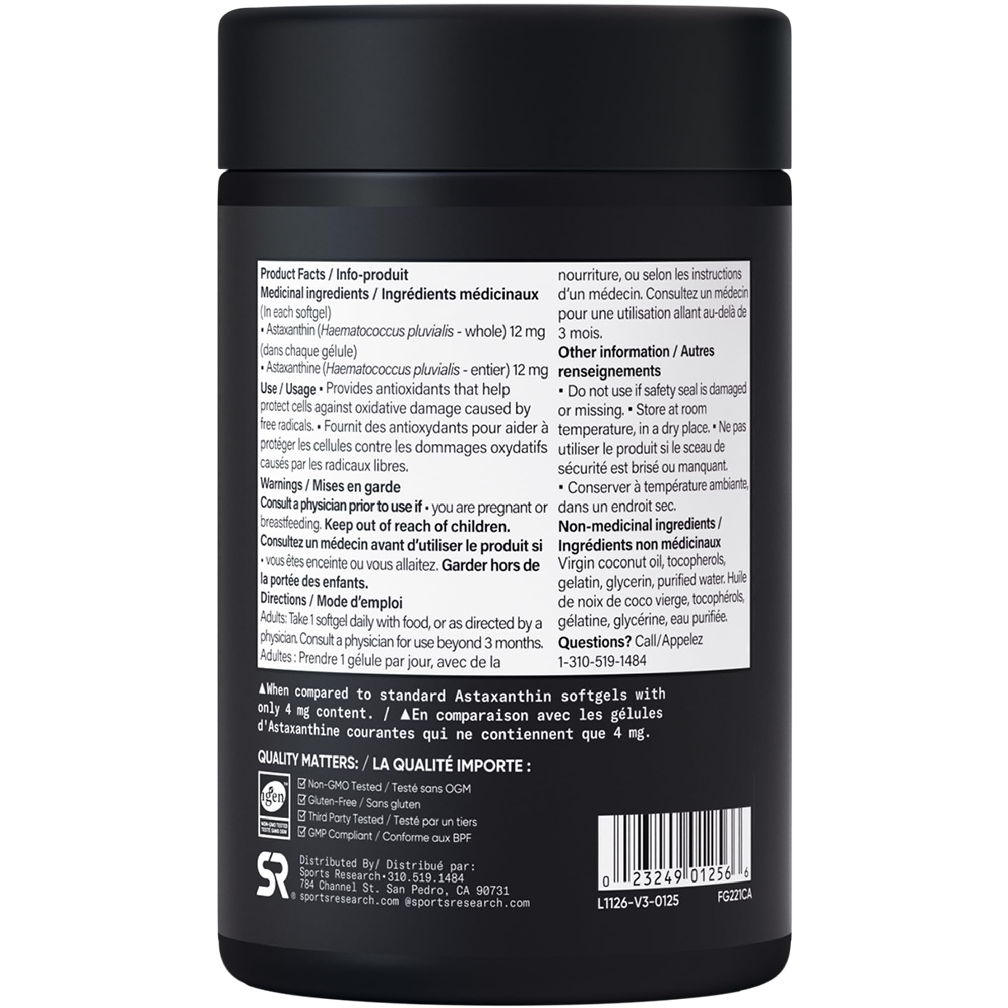 Sports Research® Triple Strength Astaxanthin Supplement from Algae w/Organic Coconut Oil - Natural Support for Skin & Eye Health - Non-GMO & Gluten Free - 12mg, 60 Softgels - 2 Month Supply 🍁 All In One Marketplace Canada