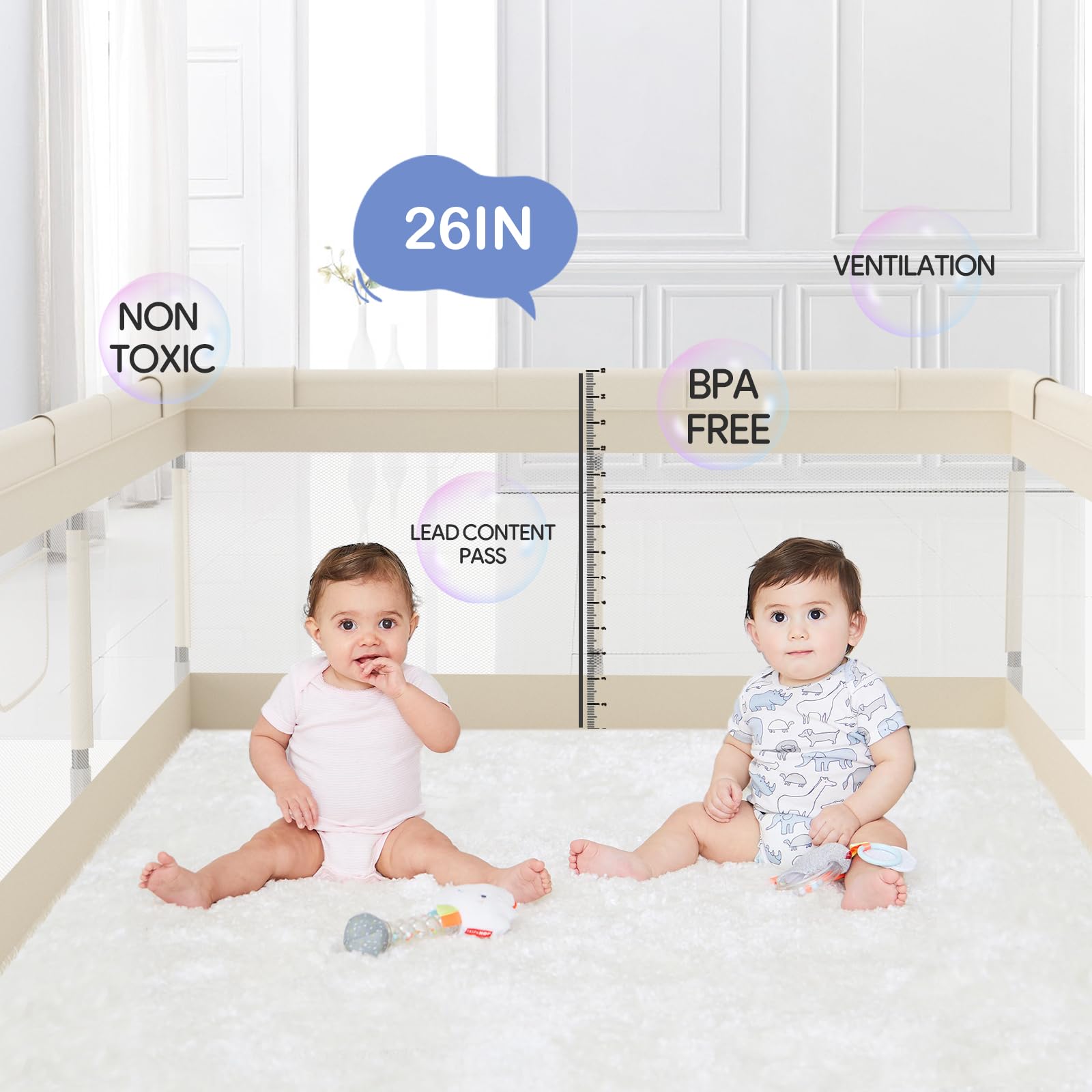Fodoss Playpen Baby, 47x47inch Play Pen, Small Playard,Playpen for Apartment, Play Yard, Baby Activity Play Fence, Extra Large Playard, Parc Pour bébé 🍁 All In One Marketplace Canada
