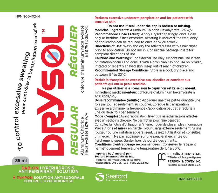 DRYSOL 12% Regular Strength - Clinical Strength Antiperspirant - Aluminum Chloride Hexahydrate - Moderate Sweating Control - For Men and Women 🍁 All In One Marketplace Canada
