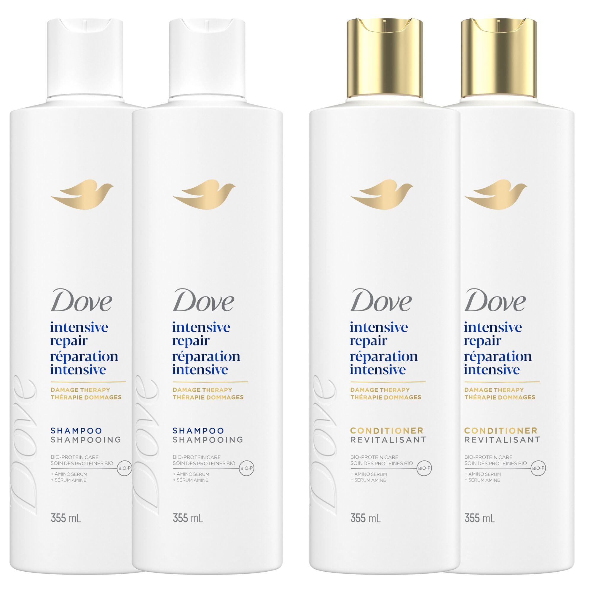 Dove Intensive Repair Shampoo & Conditioner for Damaged Hair, with Liquid Bio-Protein Care technology, 355ml (2 Shampoo + 2 Conditioner) 🍁 All In One Marketplace Canada