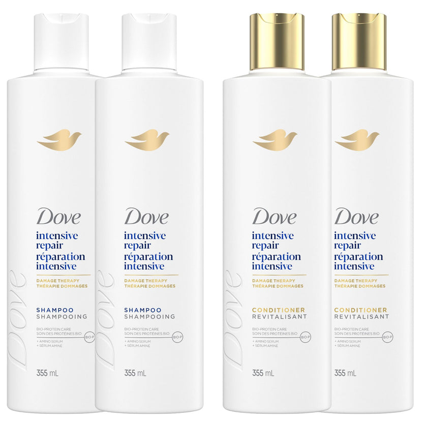 Dove Intensive Repair Shampoo & Conditioner for Damaged Hair, with Liquid Bio-Protein Care technology, 355ml (2 Shampoo + 2 Conditioner) 🍁 All In One Marketplace Canada