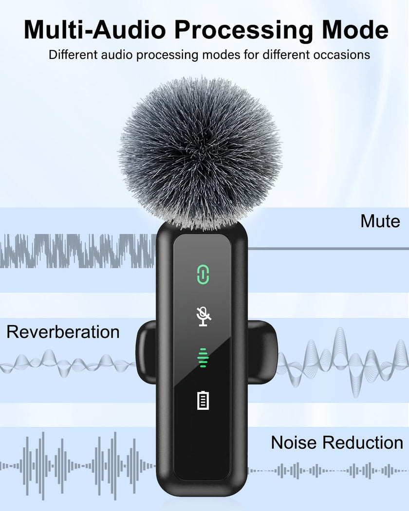 Wireless Lavalier Microphone for iPhone 15/16-2 Pack USB-C Mini Mic for iPhone, Android, iPad with Noise Cancelling & LED Display, Crystal Clear Recording for TikTok, YouTube, Podcast, Vlogging 🍁 All In One Marketplace Canada
