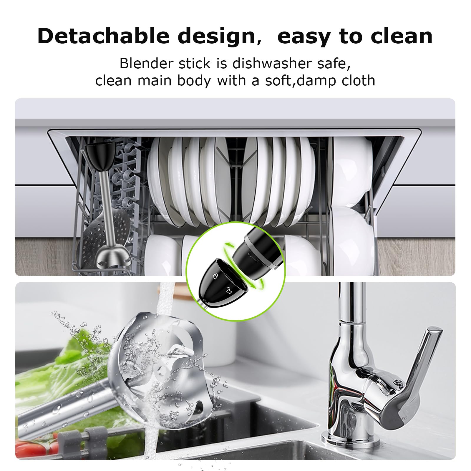 Bonsenkitchen Hand Blender, Immersion Blender with 2 Mixing Speed, Electric Handheld Blender Portable Stick Mixer with Stainless Steel Blades for Soup, Smoothie, Puree, Baby Food 🍁 All In One Marketplace Canada