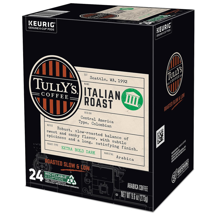 Tully's Certified Italian Roast Coffee K-Cup Pods for Keurig Coffee Makers, Box of 24 🍁 All In One Marketplace Canada