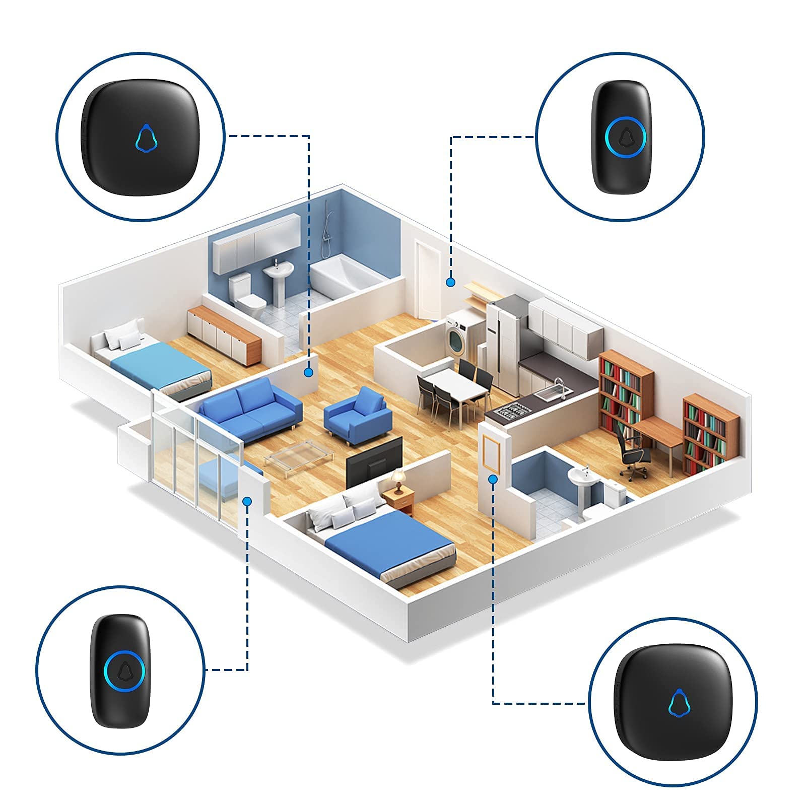 SECRUI Wireless Doorbell, Easy Installation, Adjustable Volumes, 58 Chimes, 1000Ft Operating Range, LED Indicator, Black 🍁 All In One Marketplace Canada