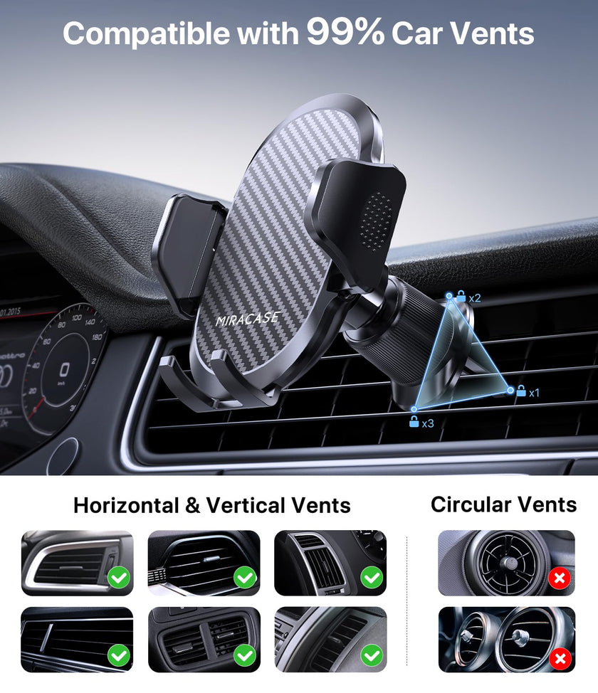 Miracase [2026 Upgraded Strong Military Grade Suction Cup] Car Phone Holder for Cars Dashboard Windscreen Air Vent Desk, 4 in 1 Mobile Phone Mount Automobile Cradle Stand for All Smartphones 🍁 All In One Marketplace Canada