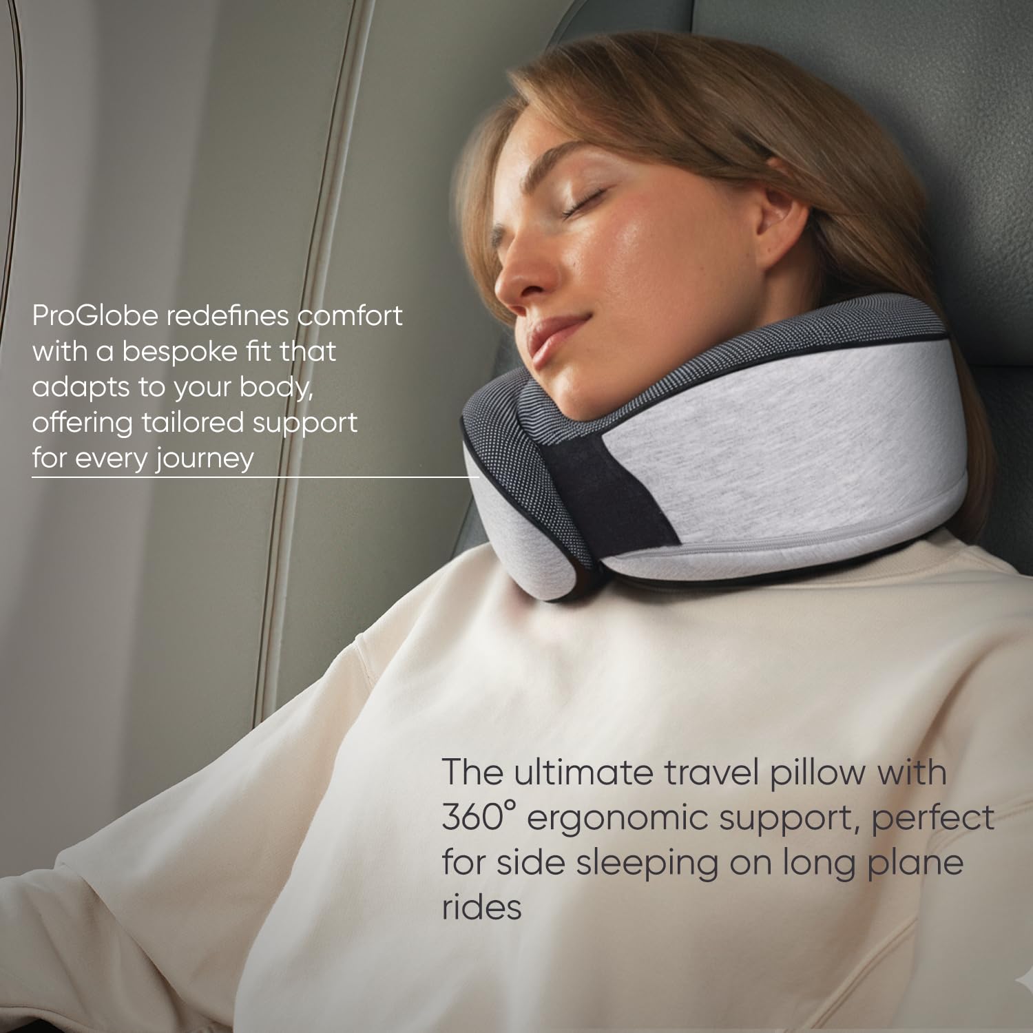 Proglobe Orthopedic Neck Pillow Travel Neck Pillows for Airplanes, Memory Foam Kit, Updated Resting Material, Airplane Travel Set with 3D Contoured Eye Masks, Earplugs, and Luxury Mesh Bag (Grey) 🍁 All In One Marketplace Canada